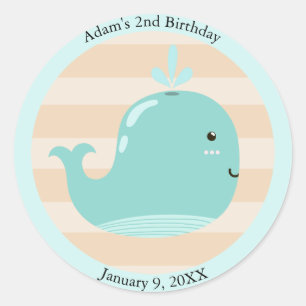 Sticker Rond Enfants épousant une baleine sous la mer Anniversa