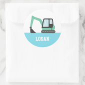 Sticker Rond Enfants Excavateurs de Construction Verte Personna (Sac)