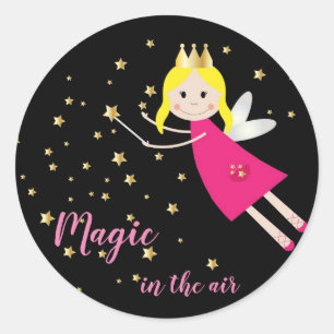 Sticker Rond Enfants Fairy Magie Wand Starry