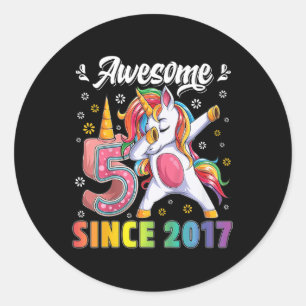 Sticker Rond Enfants fantastique dabbing unicorne anniversaire