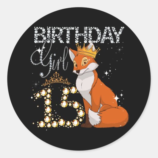 Sticker Rond Enfants Fox Amoureux des animaux 15e anniversaire  (Devant)