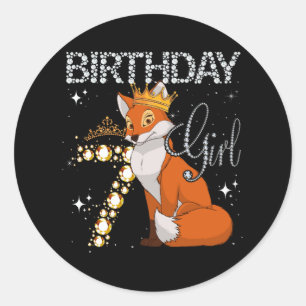 Sticker Rond Enfants Fox Amoureux des animaux 7e anniversaire f