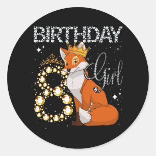 Sticker Rond Enfants Fox Amoureux des animaux 8e anniversaire f