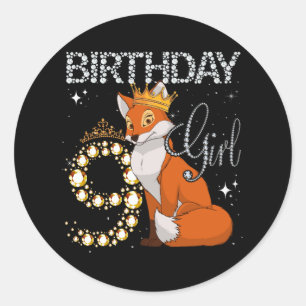 Sticker Rond Enfants Fox Amoureux des animaux 9e anniversaire f