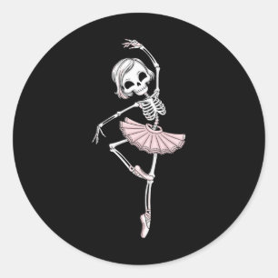 Sticker Rond Enfants Funny Skeleton Dancing Ballet Amateurs Éff