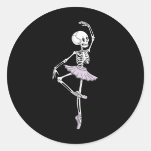 Sticker Rond Enfants Funny Skeleton Dancing Ballet Amateurs Éff