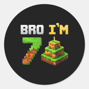 Sticker Rond Enfants Garçon Son 7ème Anniversaire Jeu de Bro Pi