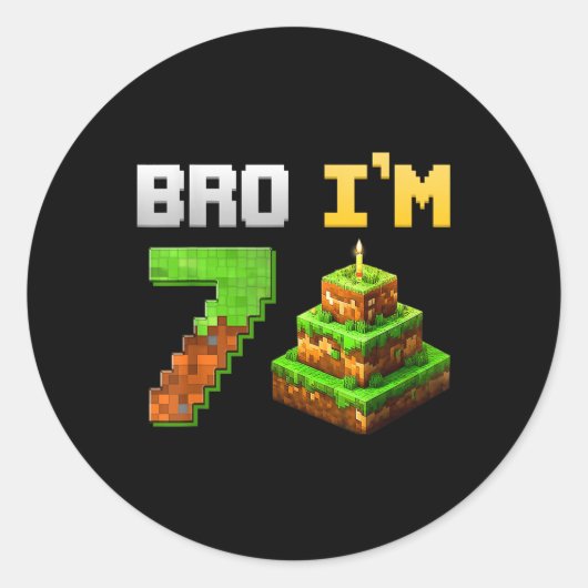 Sticker Rond Enfants Garçon Son 7ème Anniversaire Jeu de Bro Pi (Devant)