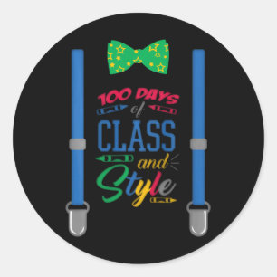 Sticker Rond Enfants garçons 100 jours d'école - 100 jours de c