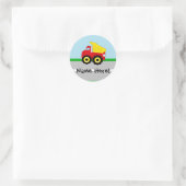 Sticker Rond Enfants garçons Construction camion (Sac)