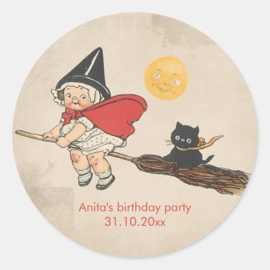 Sticker Rond Enfants Halloween Anniversaire Soirée mignonne sor (Devant)