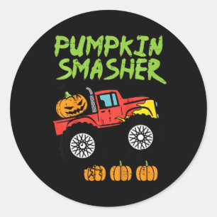 Sticker Rond Enfants Halloween Citrouille Smasher Monster Camio