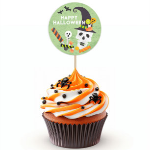 Sticker Rond Enfants Halloween Crâne et bonbons Favoriser Stick
