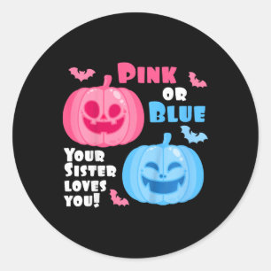 Sticker Rond Enfants Halloween Genre Révéler votre soeur vous a