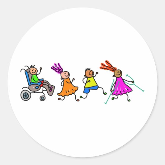 Sticker Rond Enfants handicapés (Devant)