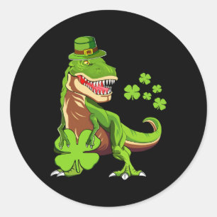 Sticker Rond Enfants Heureux St Pat Trex Jour Dino St Patricks