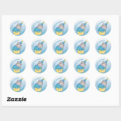 Sticker Rond Enfants Hippo Anniversaire Cupcake Sprinkings Pers (Feuille)