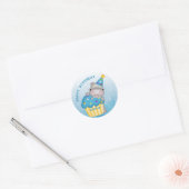 Sticker Rond Enfants Hippo Anniversaire Cupcake Sprinkings Pers (Enveloppe)