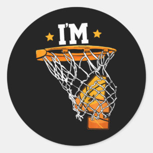 Sticker Rond Enfants I'm 4 Bysketbyll thème fête d'anniversaire