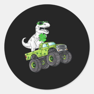 Sticker Rond Enfants Jour de la Saint Patrick T Rex équitation 