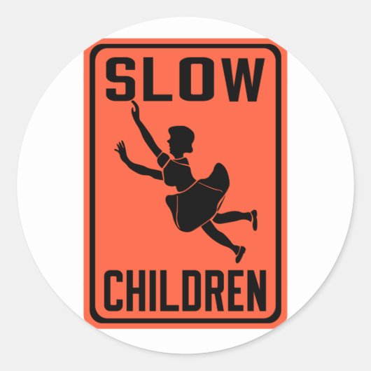 Sticker Rond Enfants lents, Signal d'avertissement de trafic, É (Devant)