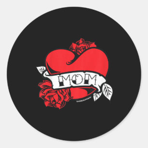 Sticker Rond Enfants Maman Tatouage cardiaque