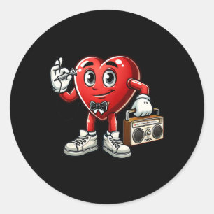 Sticker Rond Enfants Mens Retro 80s 90s Disco Danser Coeur Vale