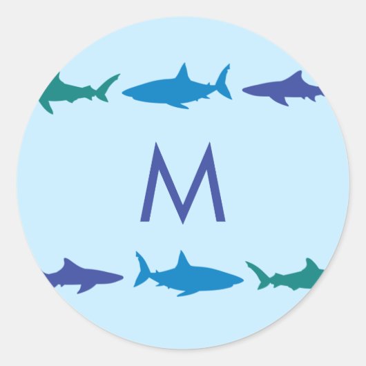 Sticker Rond Enfants mignonnes de requin (Devant)