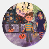 Sticker Rond Enfants monstres d'Halloween Spooky Time (Devant)