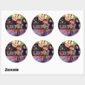 Sticker Rond Enfants monstres d'Halloween Spooky Time (Feuille)
