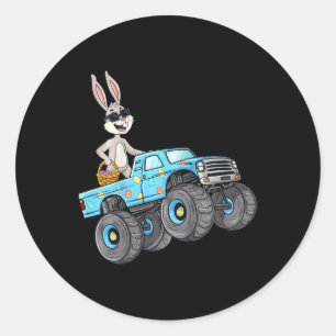 Sticker Rond Enfants Pâques Rabbit équitation Monster Camion Fu
