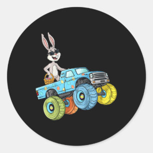 Sticker Rond Enfants Pâques Rabbit équitation Monster Camion Fu