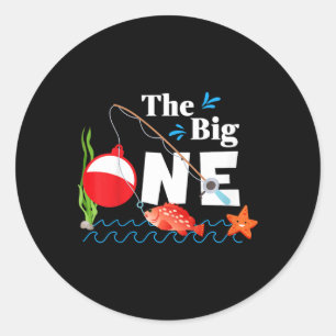 Sticker Rond Enfants pêchant Le Gros Un An 1er Premier Annivers