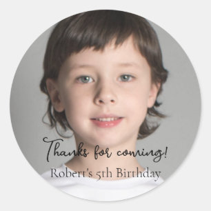 Sticker Rond Enfants Photo Anniversaire Fête Merci d'être venu