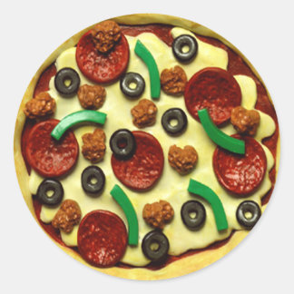 Sticker Rond Enfants Pizza fête d'anniversaire