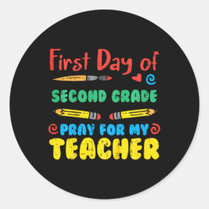 Sticker Rond Enfants Premier jour Deuxième année 2e année Prièr