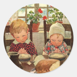 Sticker Rond Enfants reconnaissants par Jessie Willcox Smith