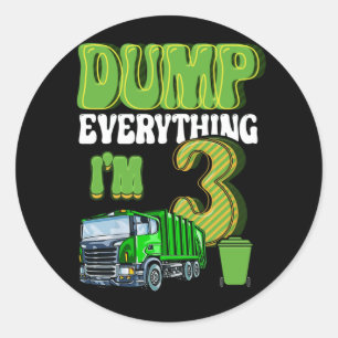 Sticker Rond Enfants Recyclage des ordures 3 ans Vieux camion à