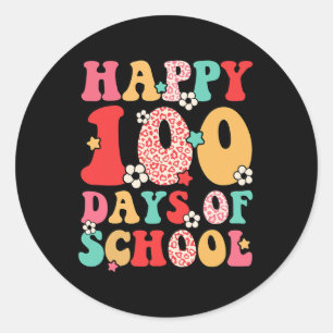 Sticker Rond Enfants Retro Super 100 Jours Joyeux 100E Jour De 