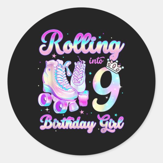 Sticker Rond Enfants Roulant Dans 9 Roller Patinage 9e Annivers (Devant)