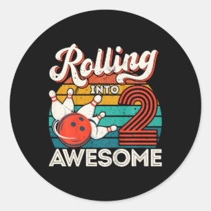 Sticker Rond Enfants roulent en 2 ans 2e bowling parc d'anniver
