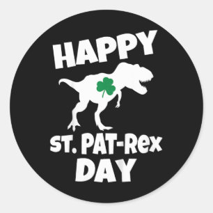 Sticker Rond Enfants Saint-Patrick Dinosaure T-rex Drôle de Tou