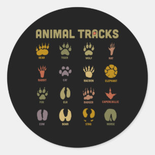 Sticker Rond Enfants Sauvage Animaux Tracks Enfants Apprendre
