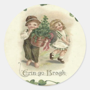 Sticker Rond Enfants Shamrock Erin Go Bragh