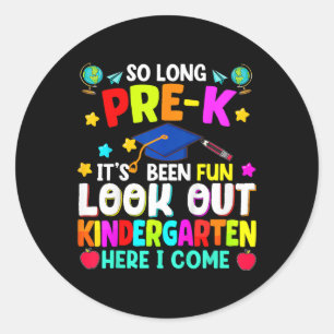 Sticker Rond Enfants Si Long pré-k Graduation jardin d'enfants