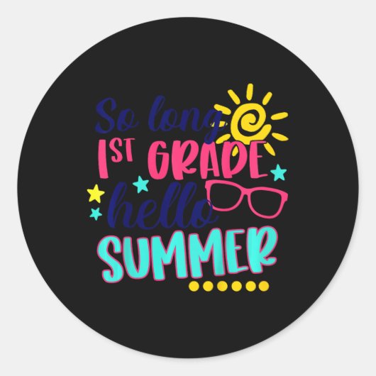 Sticker Rond Enfants si longue 1ère année Bonjour Vacay été Der (Devant)