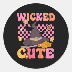 Sticker Rond Enfants Super Wicked jolie sorcière Halloween Cost