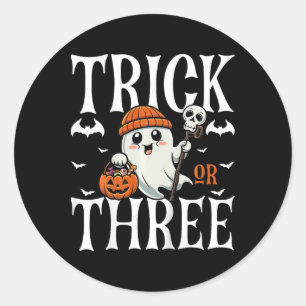 Sticker Rond Enfants Tricoter ou trois Halloween Citrouille Éff