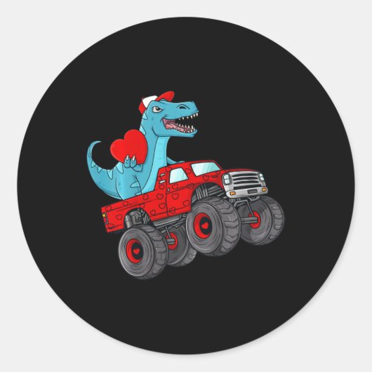 Sticker Rond Enfants Valentines Jour T Rex équitation Monster T (Devant)