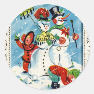 Sticker Rond Enfants vintages de KRW à l'autocollant de Noël de